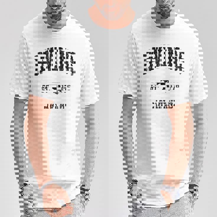 ローリングス メリーランド Md ヴィンテージ アスレチック ブラック スポーツデザイン 長袖tシャツ Tシャツ 面白い贈り物