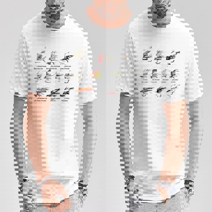 ヴィンテージ フライフィッシングルアー カラーtシャツ Tシャツ 面白い贈り物
