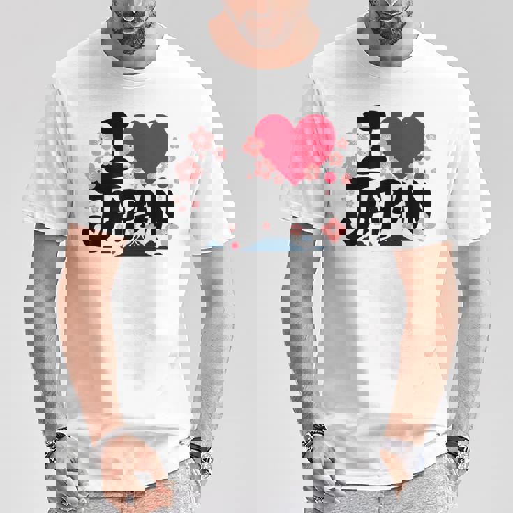 日本人 I Love Japan 桜 旗 富士山 旅行 Tシャツ 面白い贈り物