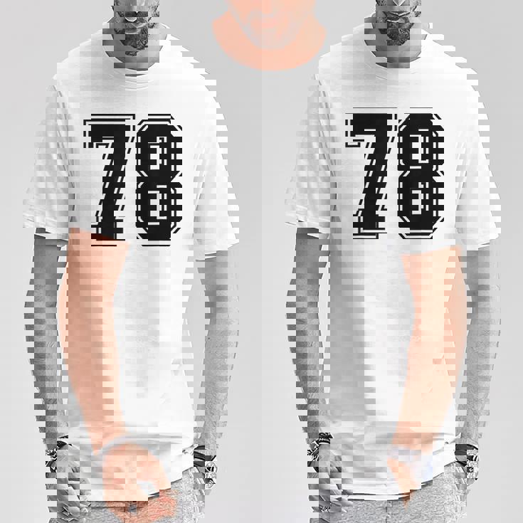 番号 78 ブラック スポーツファン ジャージ ナンバー Tシャツ 面白い贈り物
