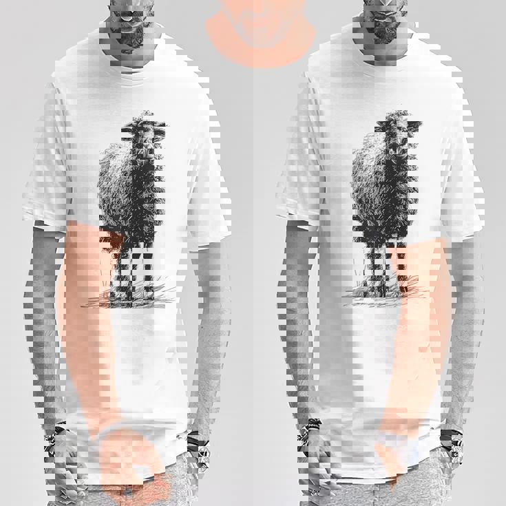 羊 アニマルプリント 動物園 ドローイング アート 絵画 羊 Tシャツ 面白い贈り物