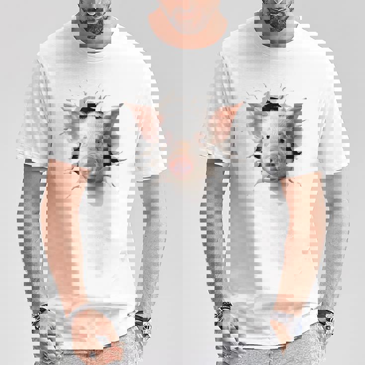 豚 アニマル柄 グラフィック 図面 イラスト 顔 豚 Tシャツ 面白い贈り物