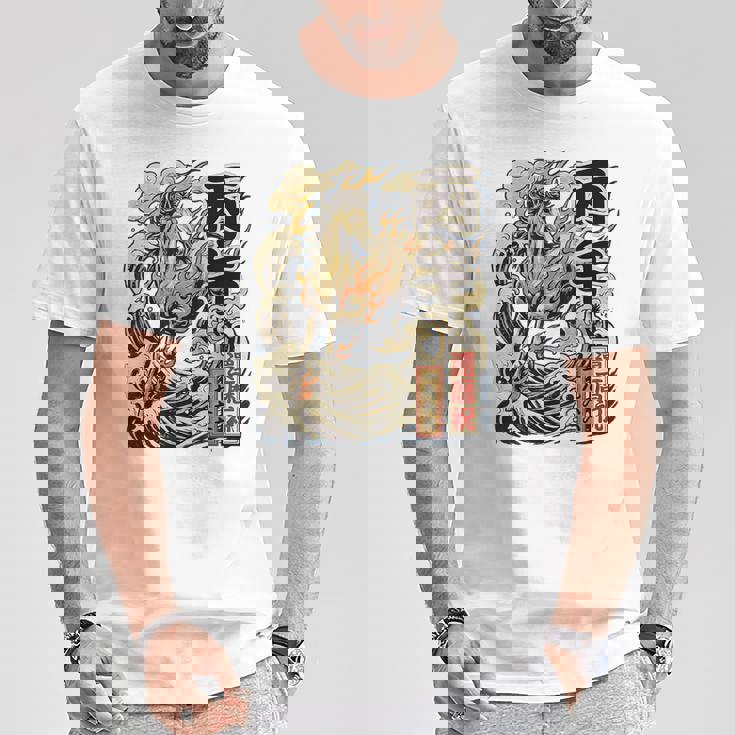 還暦 60歳 丙午 1966年生まれ 火の馬 和柄 波と炎の馬 ヴィンテージ 祝い デザイン Tシャツ 面白い贈り物