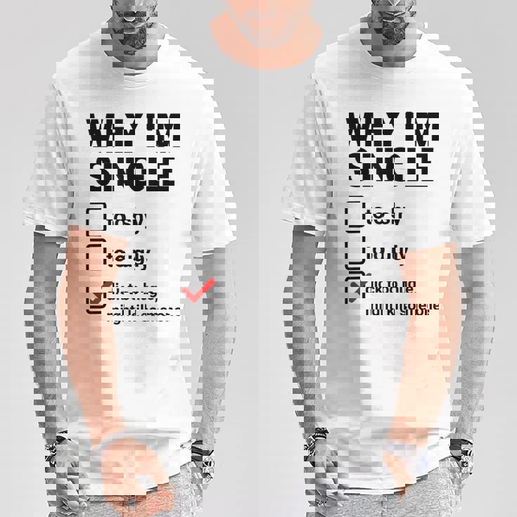 面白い皮肉な大人のユーモアの独身パーティーなぜ私は独身なのか Tシャツ 面白い贈り物