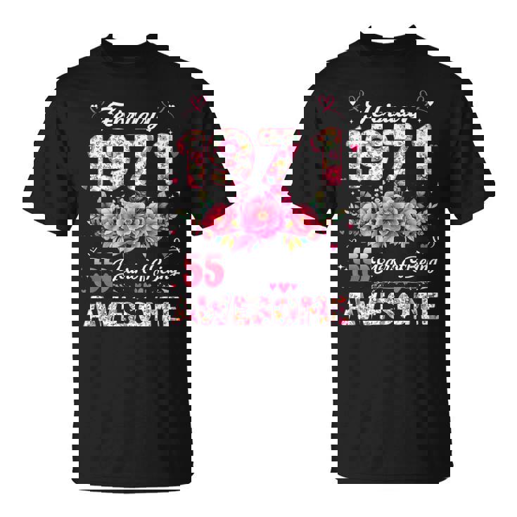 55歳 1971年2月 花柄 55歳 誕生日 男性 女性 Tシャツ