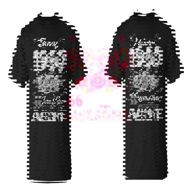 66歳 1960年2月 花柄 66歳 誕生日 男性 女性 Tシャツ