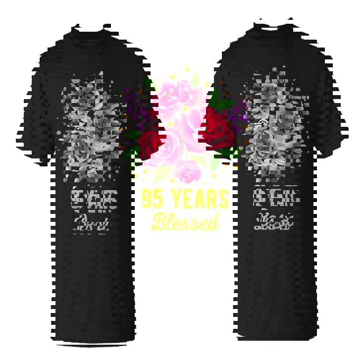 95歳 祝福されたかわいいバラの花 95歳 95歳の誕生日 Tシャツ