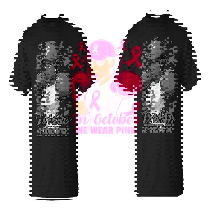 African American In October We Wear Pink Breast Cancer T-Shirt