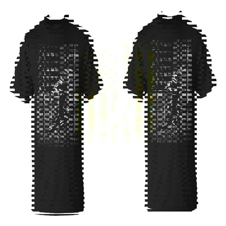 American Football Player Camo US Flag Men Boy Kids T-Shirt