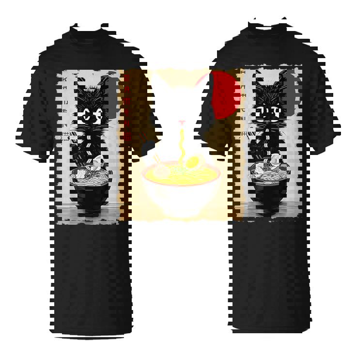 Anime Cat Ramen Japanese Cat Graphic Anime T-Shirt