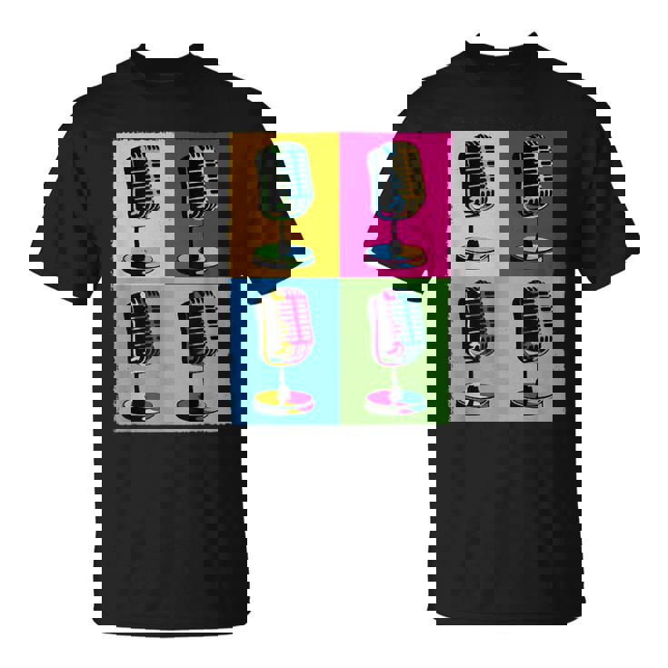 Arte Pop Micrófono Amantes Y Artistas De La Música Camiseta unisex