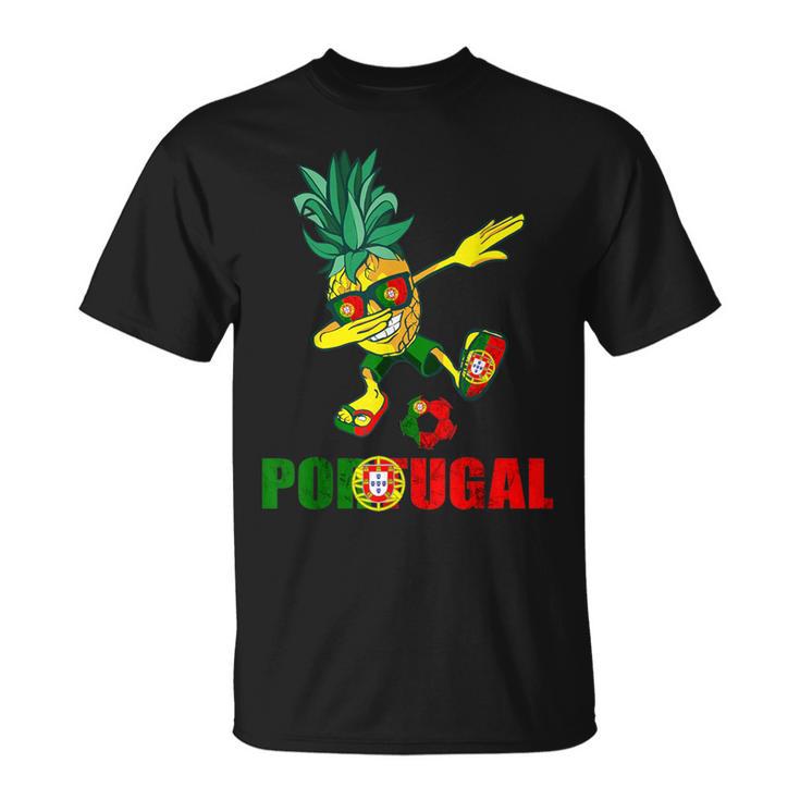 Bandera De Portugal Dabbing Piña Portugal Fútbol Portugal Camiseta unisex