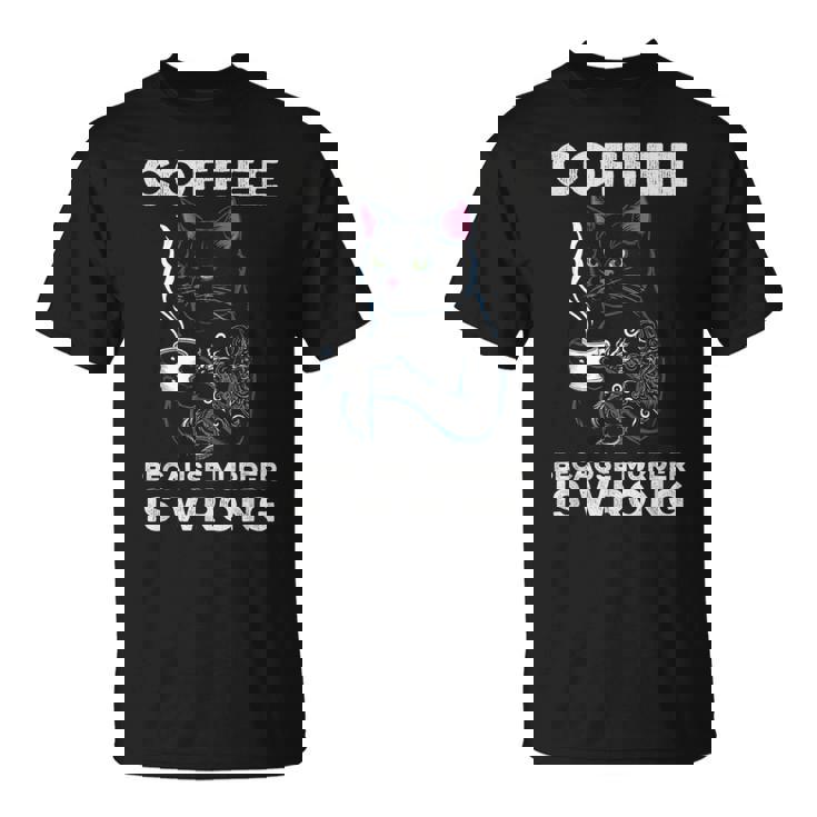 Black Cat Drinking Coffee Because Murder Is Wrong Retro For Women T-Shirt Black Cat Drinking Coffee Because Murder Is Wrong Retro For Women T-Shirt