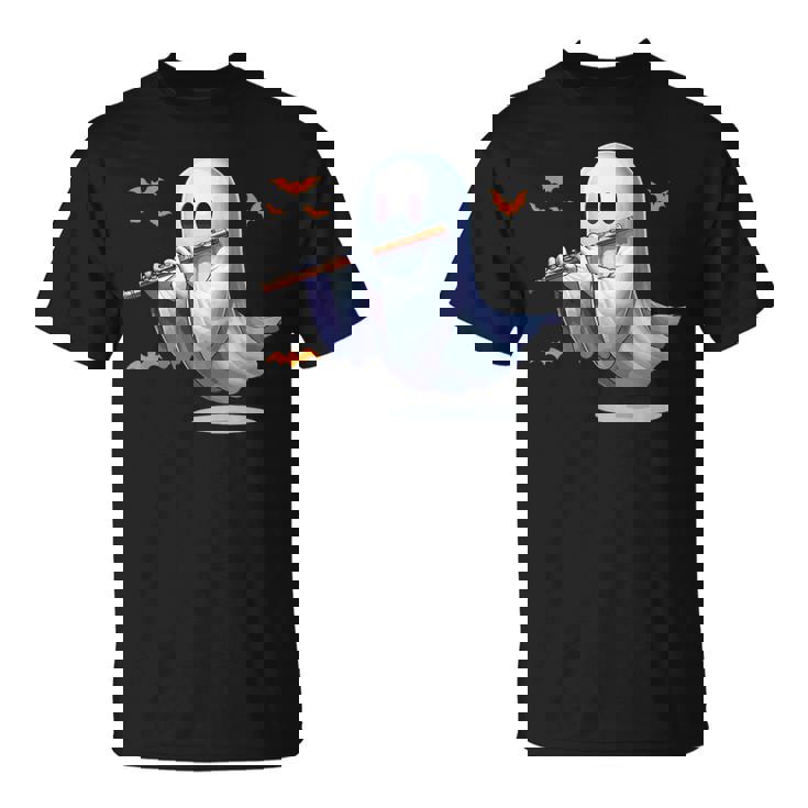 Boo Ghost Playing Flute Halloween Musical Instrument T-Shirt