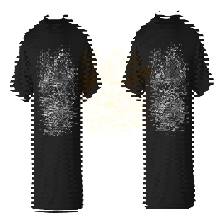 Caribe Macaw Brújula Con Calavera Pirata Camiseta unisex