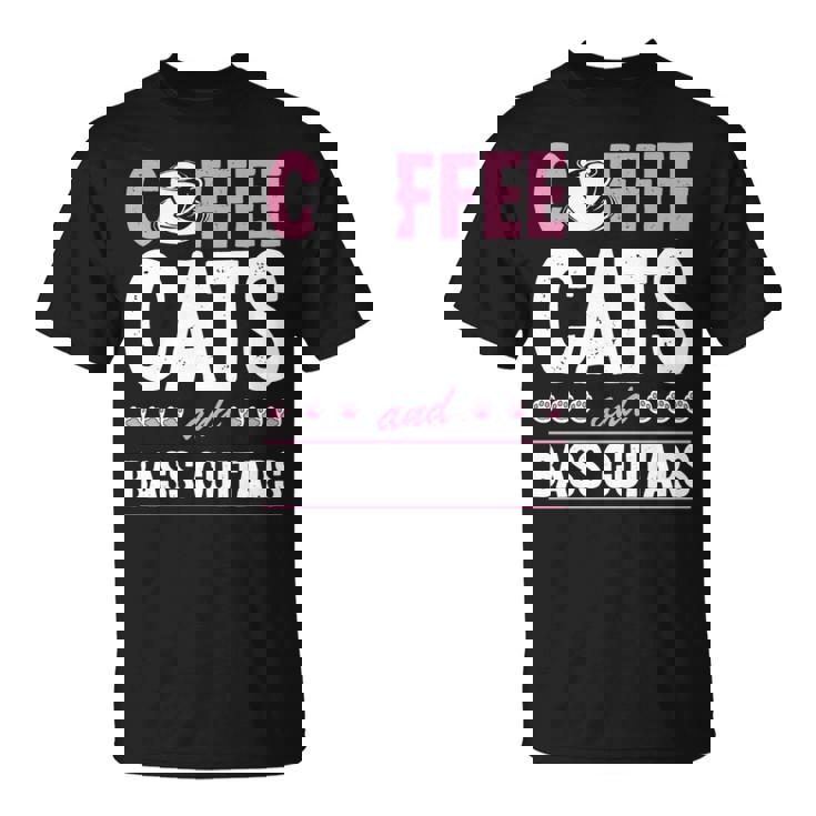 Coffee Cats And Bass Guitars ベースギタリスト 猫とコーヒー 長袖tシャツ Tシャツ