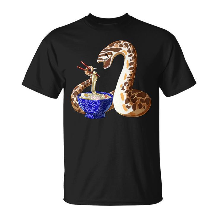 Cute Snake Eating Ramen Anime Style Hognose Snake T-Shirt