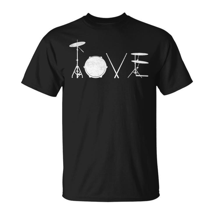 Drummer Love グラフィックドラムセット ドラミングミュージシャン ロックバンド Tシャツ
