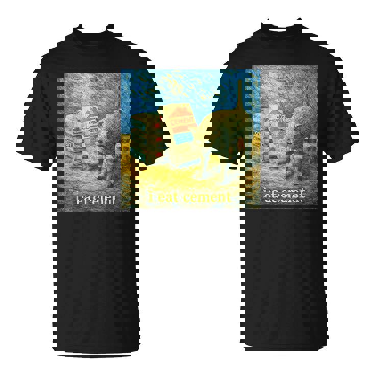 I Eat Cement 猫 ゴッホ 印象派 絵画 美学 Tシャツ