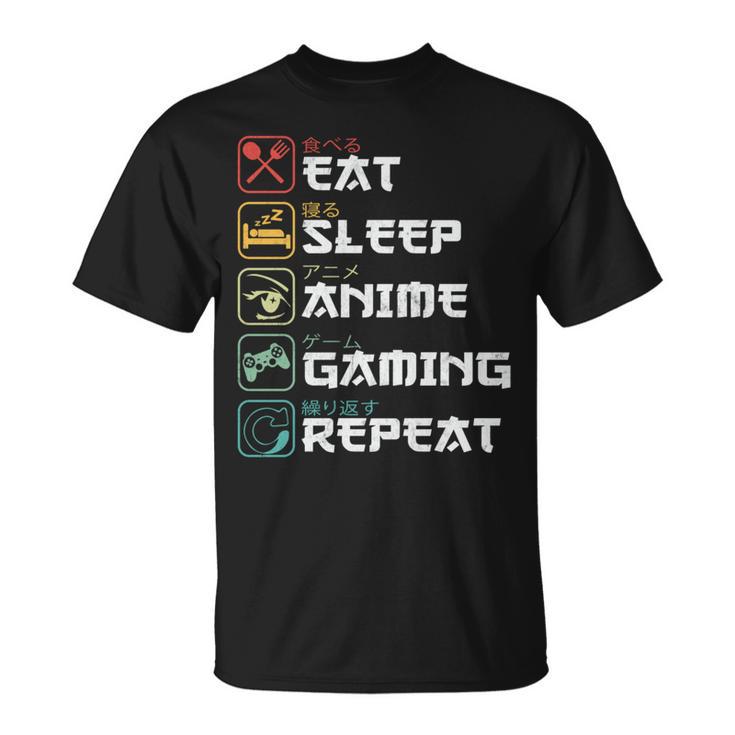 Eatleep Anime Gaming Repite El Manga Retro De Anime Otaku Manga Larga Camiseta unisex