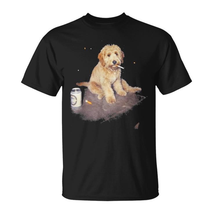 Goldendoodle Smoking Meme Smoking Dog Cigarette T-Shirt