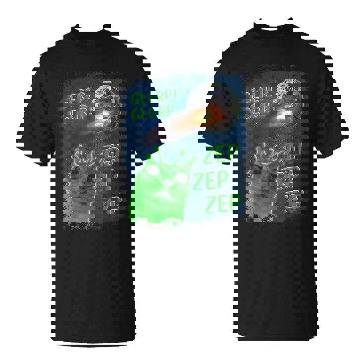 Gato Alienígena Divertido Glerp Glorp Camiseta unisex