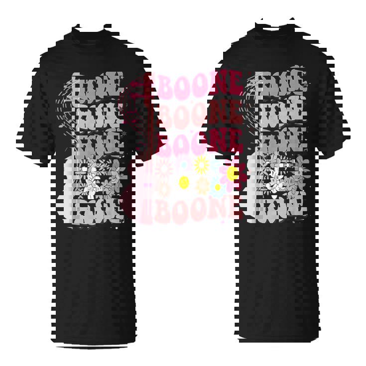 Girl Retro Boone Groovy Flower First Name Personalized 80'S T-Shirt