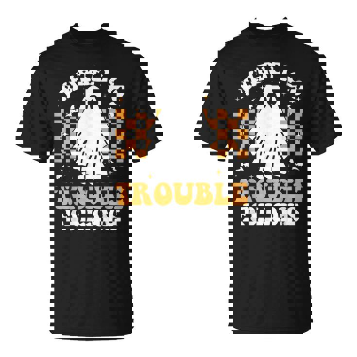 Where I Go Trouble Follows Matching Halloween Pajama Couples T-Shirt