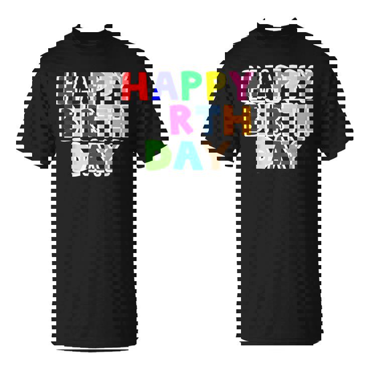 Happy Birthday（ハッピーバースデー）カラフルポップ【お誕生日 プリント】サプライズ 文字 イベントデザイン Tシャツ