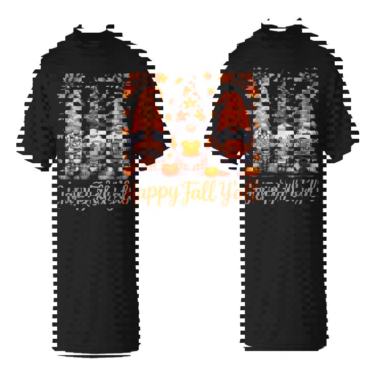 Happy Fall Y'all Gnome Autumn Thanksgiving T-Shirt