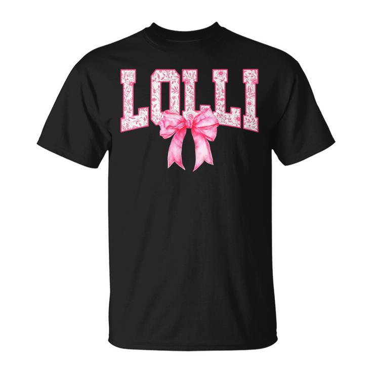 Lolli Floral Toile Pink Water Color Coquette Bow T-Shirt Lolli Floral Toile Pink Water Color Coquette Bow T-Shirt