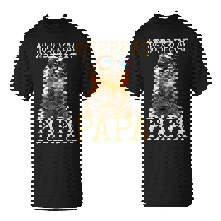 Meerkat Papaミーアキャット パパ パパ 父の日 マングース パパ スリケート ファーザー Tシャツ