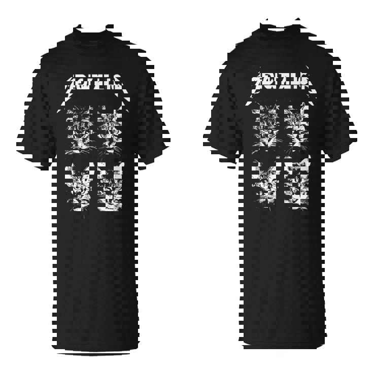 Meowtallica ブラック ホワイト 面白い パロディバンド 猫 子猫 恋人 長袖tシャツ Tシャツ