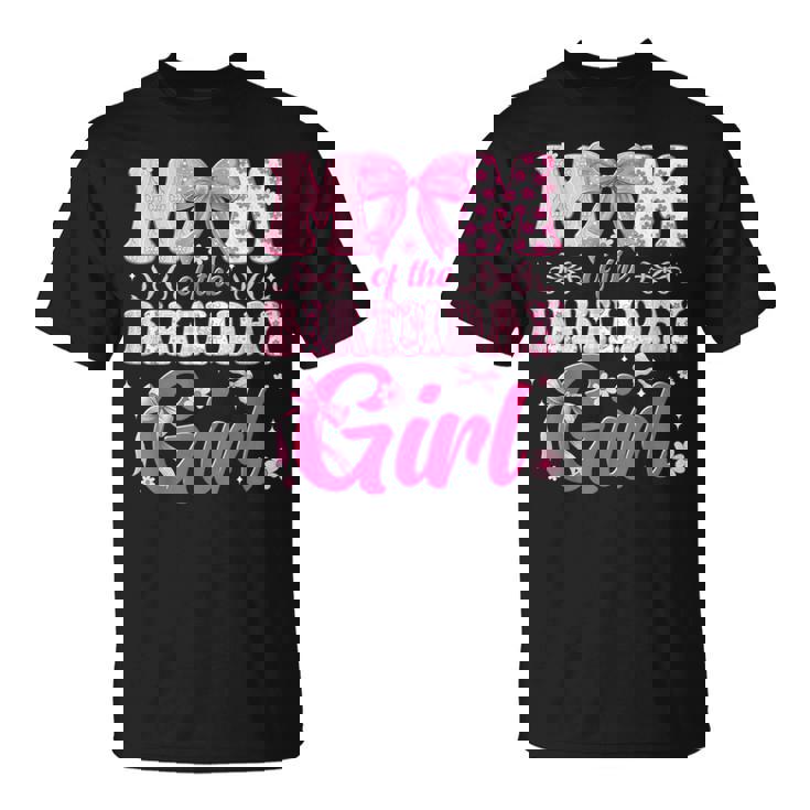 Mom Of The Birthday Girl Family Pink Bow Family Party T-Shirt