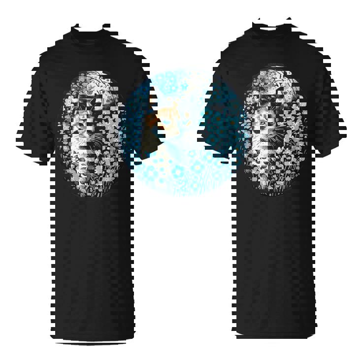 No Me Olvides De Flores Y Gato Calicó Camiseta unisex