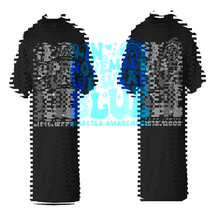 In November We Wear Ribbon Blue Diabetes Awareness Women T-Shirt