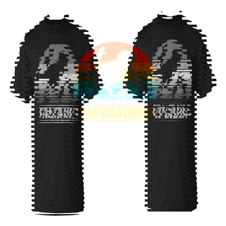 Papa DinosaurRex Papasaurus 3 Bambini Festa Del Papà Maglietta