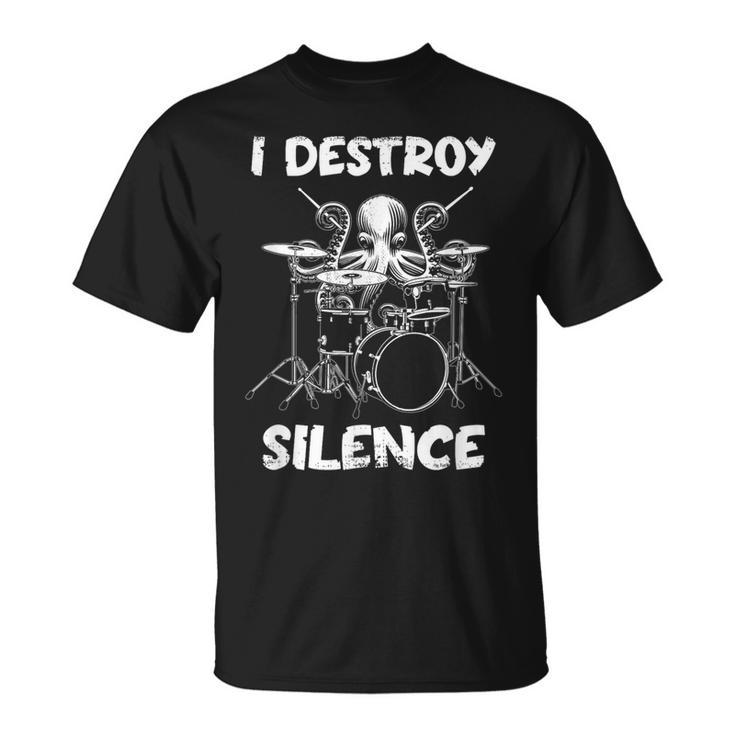 Poulpe Jouant De La Batterie Drumming Band Musique Musicien T-Shirt