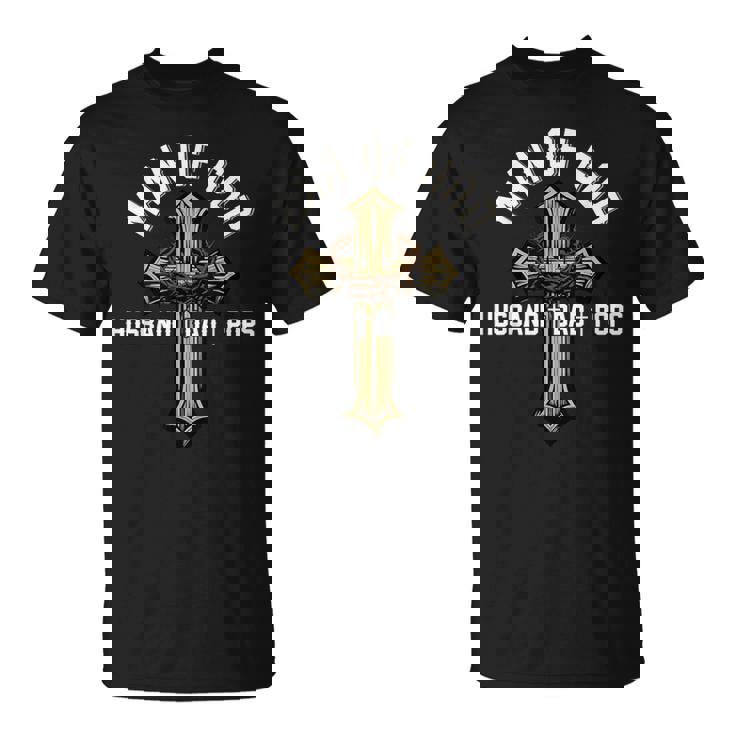 Proud Husband Dad Pops Father's Day Christian Cross T-Shirt