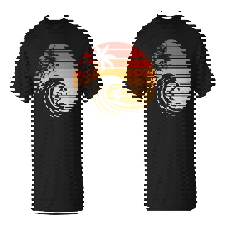 Retro Deurf Al Atardecer Intage Paraurfista De Playa Manga Larga Camiseta unisex