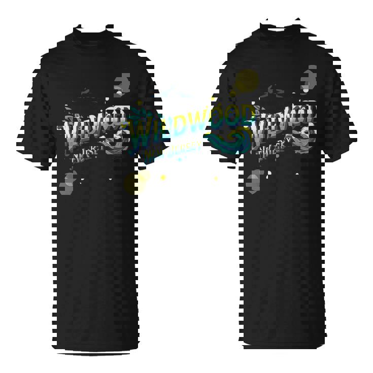 Retro Wildwood New Jersey Waves Sun Ocean Beach NJ Vacation T-Shirt