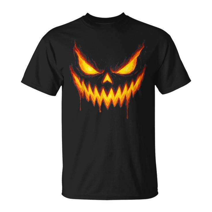 Scary Jack O Lantern Carved Pumpkin Face Halloween Costume T-Shirt