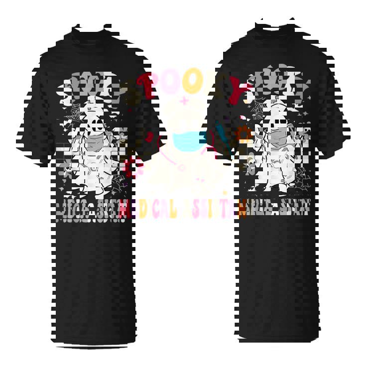 Spooky Medical Assistant Halloween Groovy Med Assistant T-Shirt