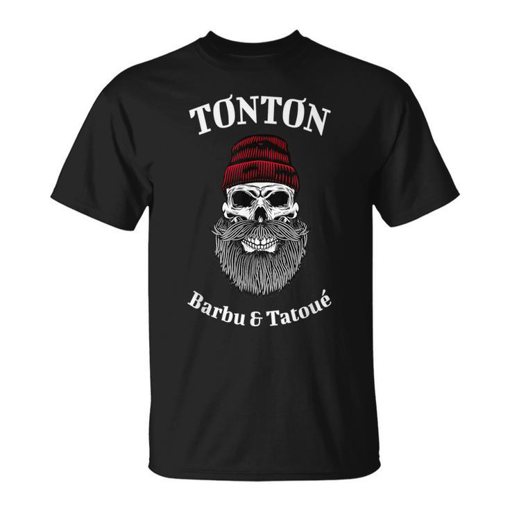 T-shirt 'Tonton Barbu & Tatoué' - Cadeau Pour Oncle, Mari, Papa - Coupe Classique, Léger