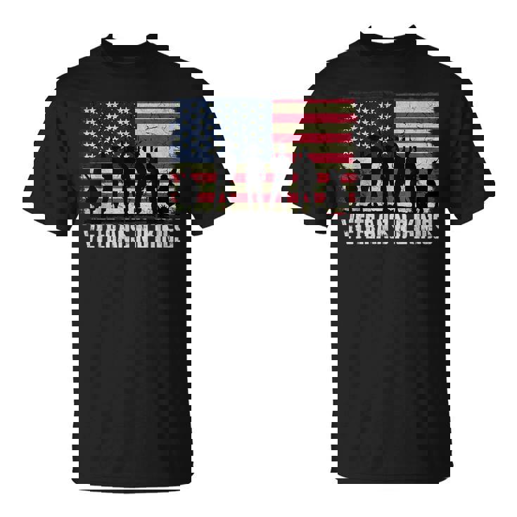Veterans No Kings Vintage America Flag Veterans T-Shirt