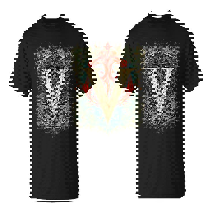 V文字 アルファベット ヴィンテージ モノグラム イニシャル 名前 Tシャツ