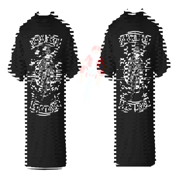 Weihnachten Motorrad Mannanta Biker Weihnachtsmann T-Shirt