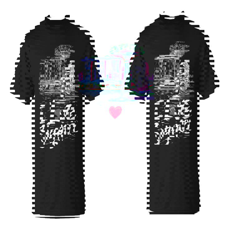「I Loveingapore Citykyline」とマーライオンのデザイン。 Tシャツ