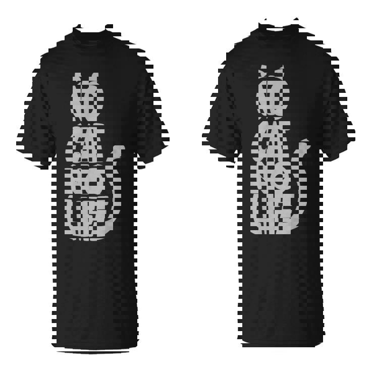 「No Cat No Life」 猫 シルエット Tシャツ