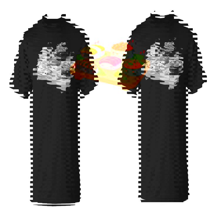 おもしろ寿司 かわいい かわいい 寝る食べ物 Tシャツ